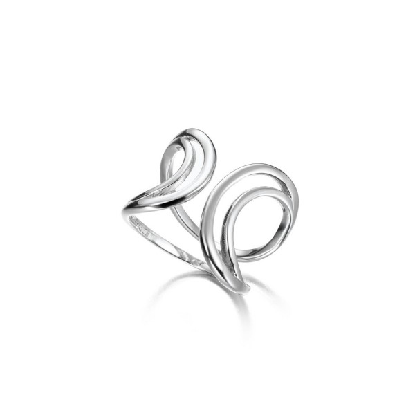 Curved organic double ring in sterling silver 925