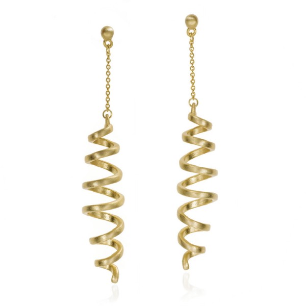Pendientes rizo de plata con baño de oro 18k