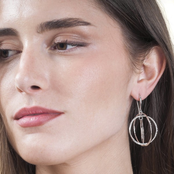 Pendientes de gancho con aros en plata de ley 925