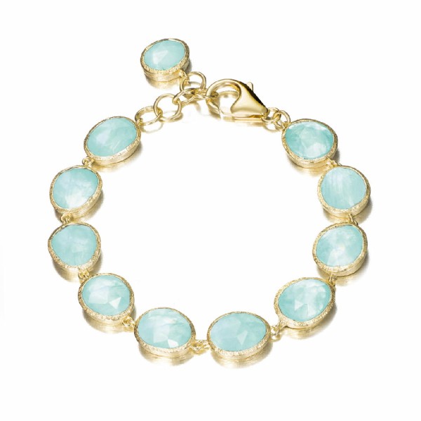 Pulsera con amazonita de plata con baño de oro 18k