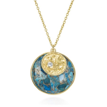 Collar Luna de Turquesa con baño de oro 18k