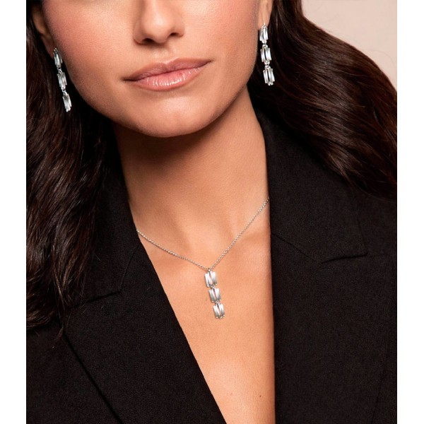 Long irregular motif earrings in sterling silver 925