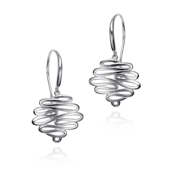 Hook earrings with organic lines in 925 sterling silver