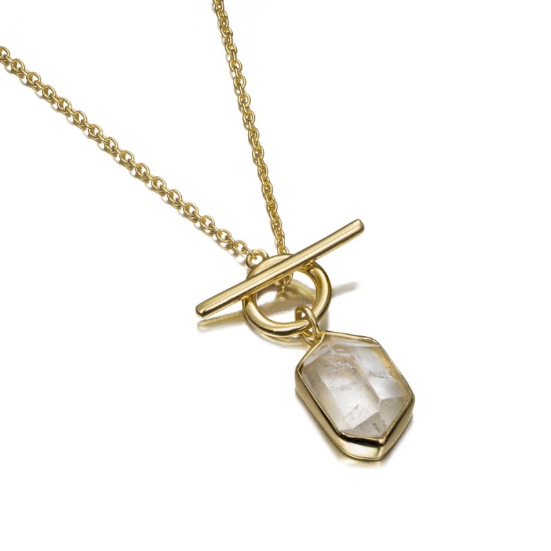 Collar HERKIMER de Plata. Baño de Oro 18k
