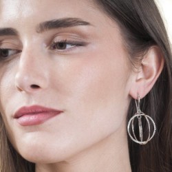 Interlocking Hoop Hook Earrings in Sterling Silver 925