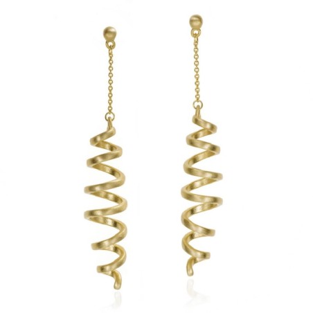 Pendientes rizo de plata con baño de oro 18k