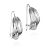 Vertical hook earrings with wavy design in 925 sterling silver