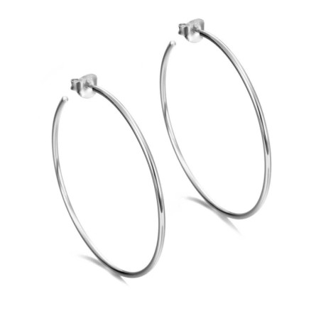 Thin hoop earrings in sterling silver 925