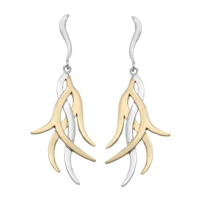 Pendientes ROOTS de Plata. Baño de Oro 18k