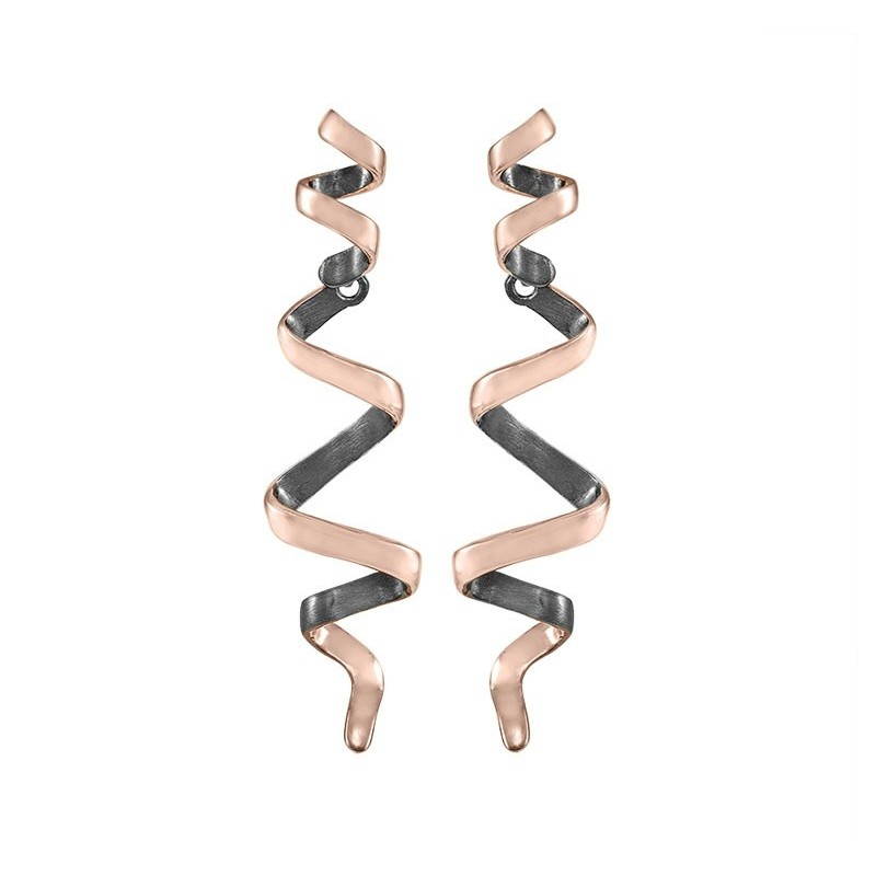 Pendientes CURLS de Plata. Baño de Oro 18k