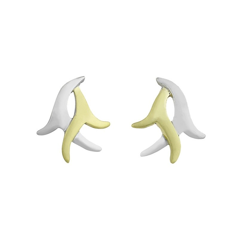Pendientes ROOTS de Plata. Baño de Oro 18k