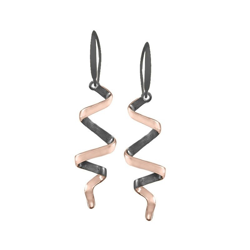 Pendientes CURLS de Plata. Baño de Oro 18k