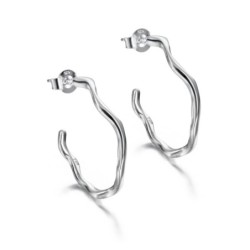 Irregular hoop earrings in sterling silver